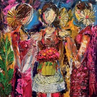 Shazly Khan, Every woman has a story to tell, 18 x 18 Inch, Acrylic on Canvas, Figurative Paintings, AC-SZK-129